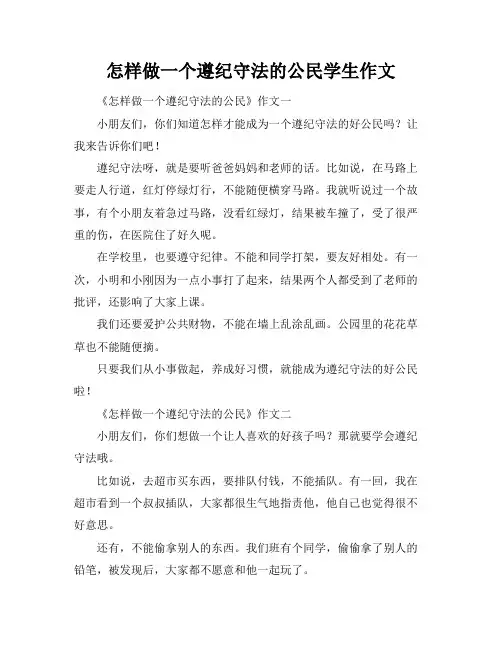 怎样做一个遵纪守法的公民学生作文