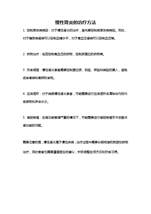慢性肾炎的治疗方法