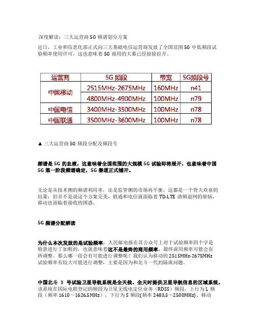 深度解读：三大运营商5G频谱划分方案
