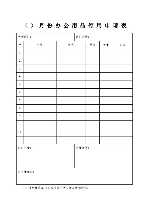 办公用品设备领用申请表