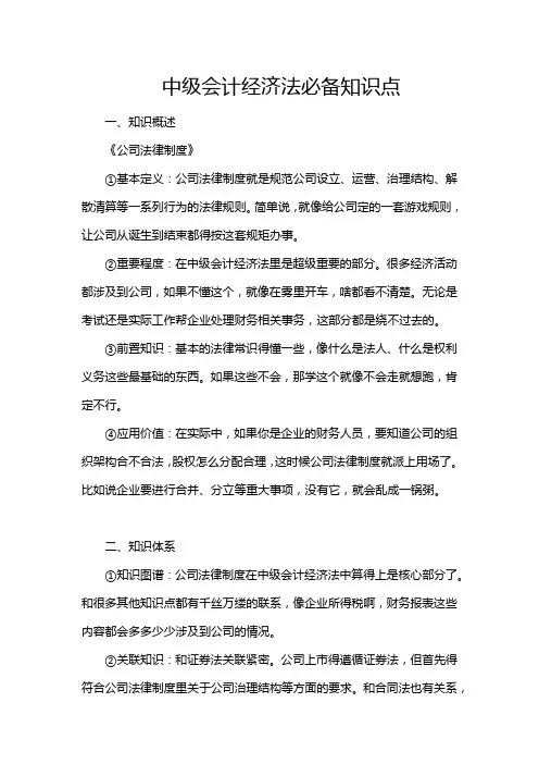 中级会计经济法必备知识点