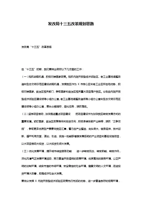 发改局十三五改革规划思路