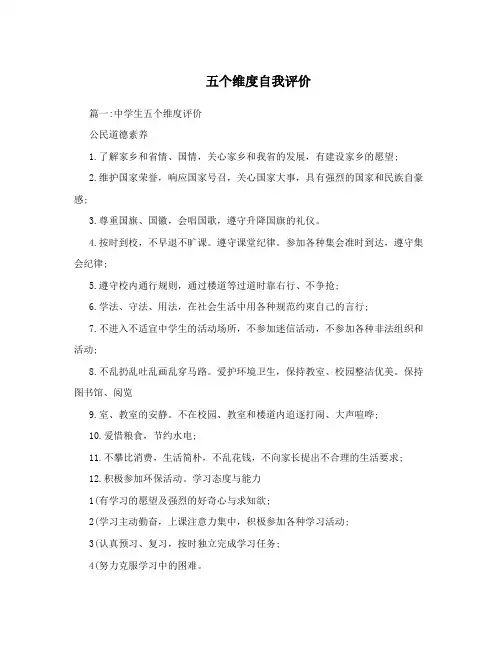 五个维度自我评价
