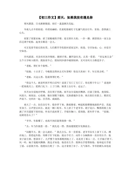 【初三作文】那天,如果我没有遇见你