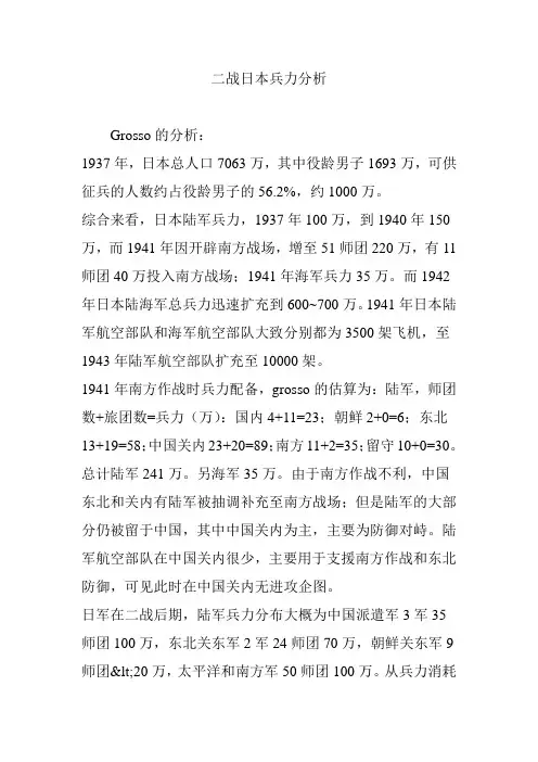 二战日本兵力分析