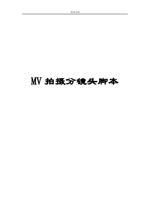 音乐MV拍摄分镜头脚本