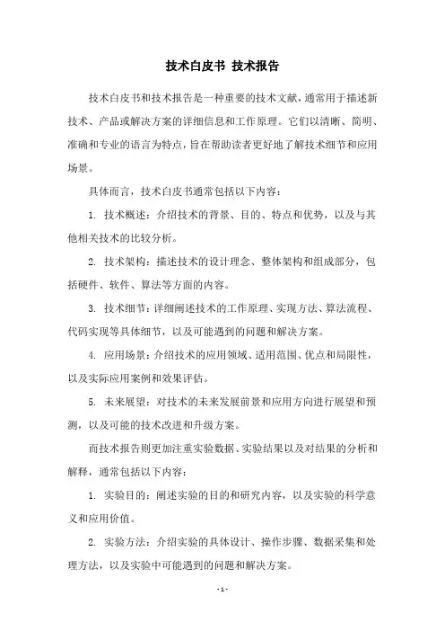 技术白皮书 技术报告