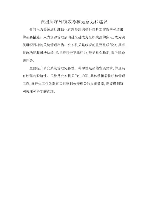 派出所序列绩效考核无意见和建议