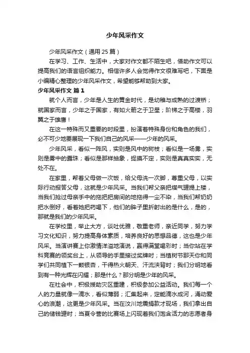 少年风采作文（通用25篇）
