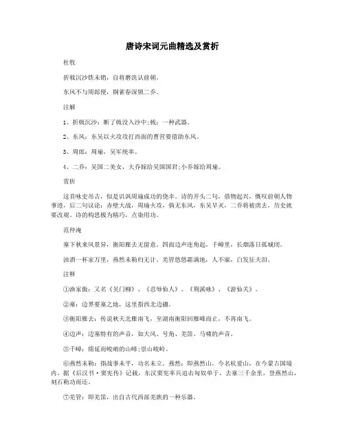 唐诗宋词元曲精选及赏析