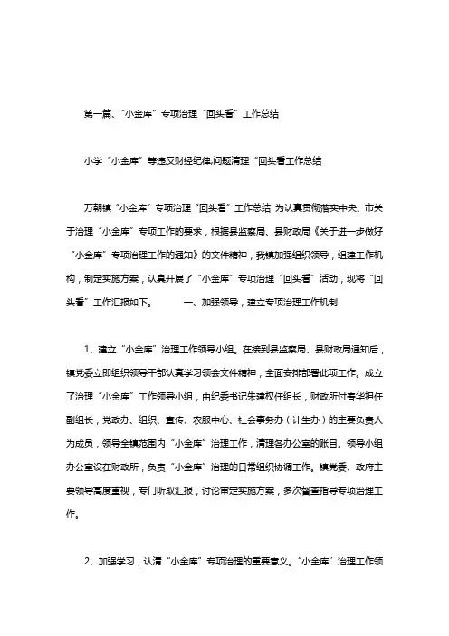 小学“小金库”等违反财经纪律问题清理“回头看工作总结