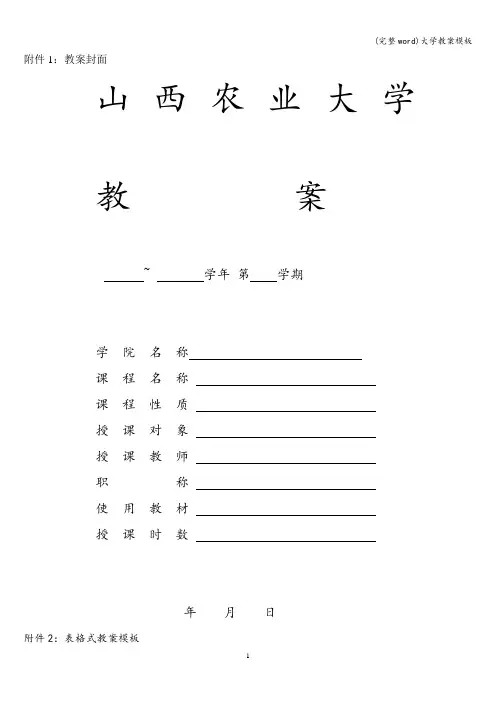 (完整word)大学教案模板