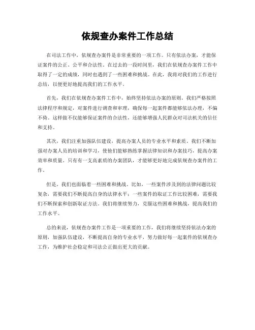 依规查办案件工作总结