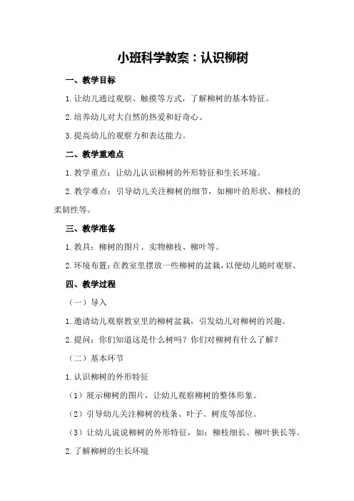 小班科学教案：认识柳树