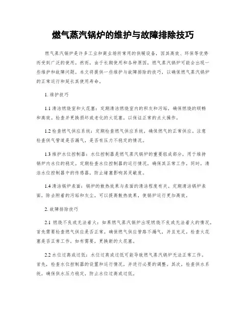 燃气蒸汽锅炉的维护与故障排除技巧