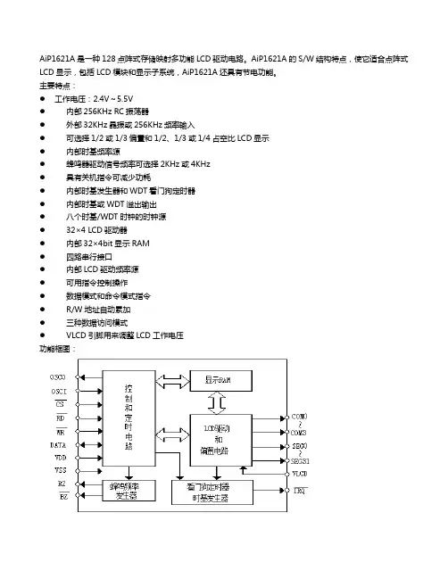AIP1621 TM1621中微爱芯LCD显示驱动芯片