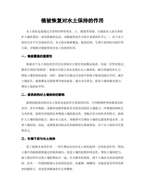 植被恢复对水土保持的作用