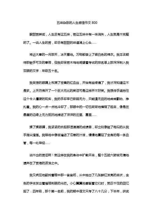 五味杂陈的人生感悟作文800