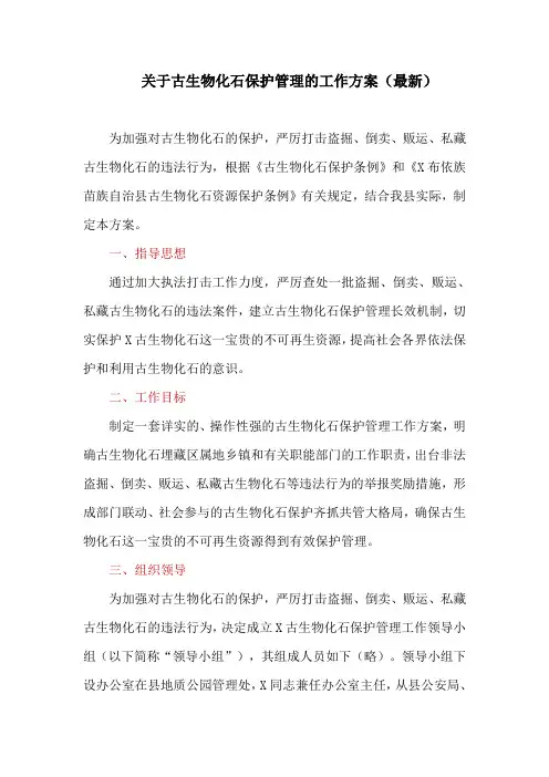 关于古生物化石保护管理的工作方案(最新)