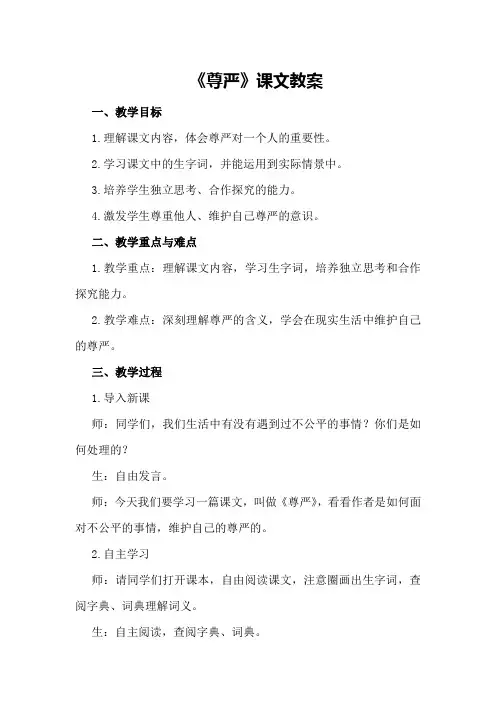 《尊严》课文教案