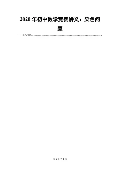 2020年初中数学竞赛讲义：染色问题