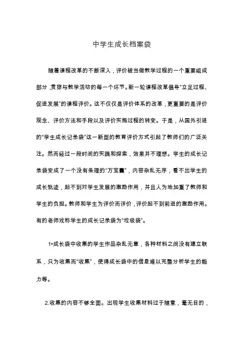 中学生成长档案袋