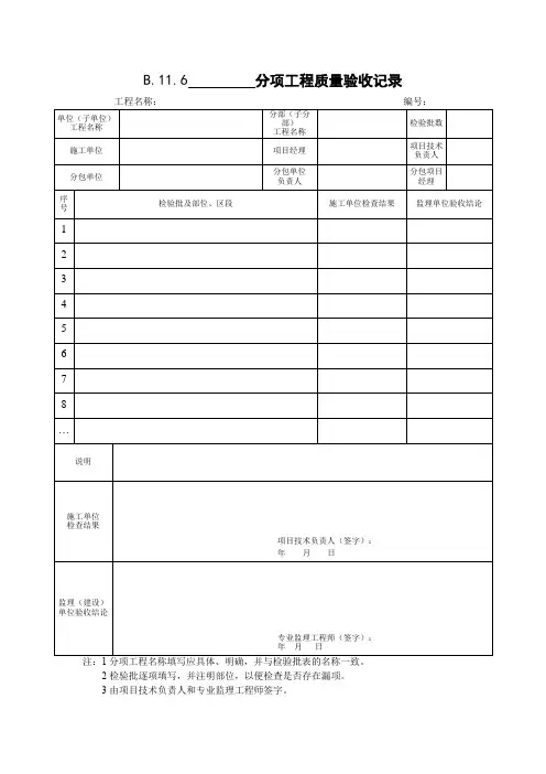 分项工程质量验收记录