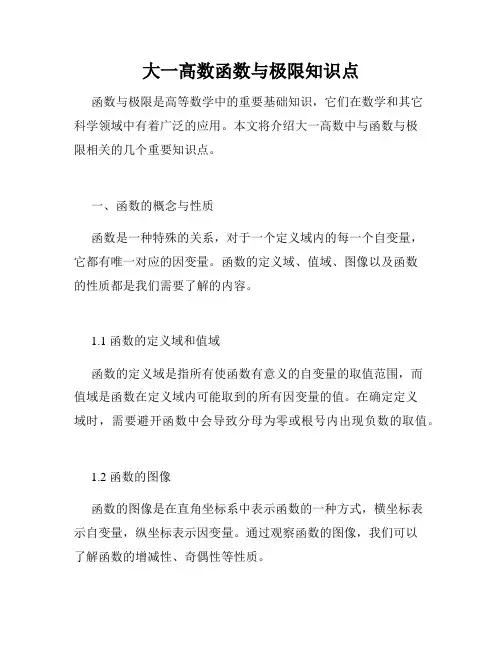 大一高数函数与极限知识点