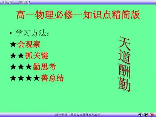 高一物理知识总结精简版【必修一】PPT