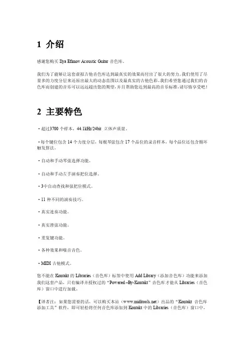 IlyaEfimovAcousticGuitar中文使用手册