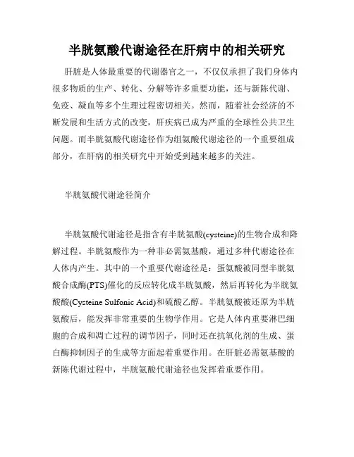 半胱氨酸代谢途径在肝病中的相关研究