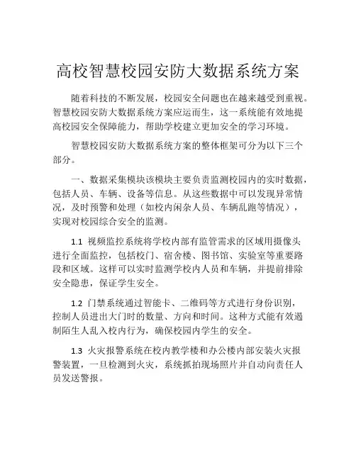 高校智慧校园安防大数据系统方案