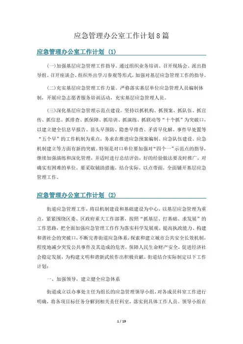 应急管理办公室工作计划8篇
