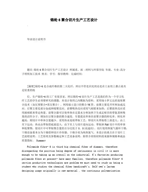 锦纶6聚合切片生产工艺设计