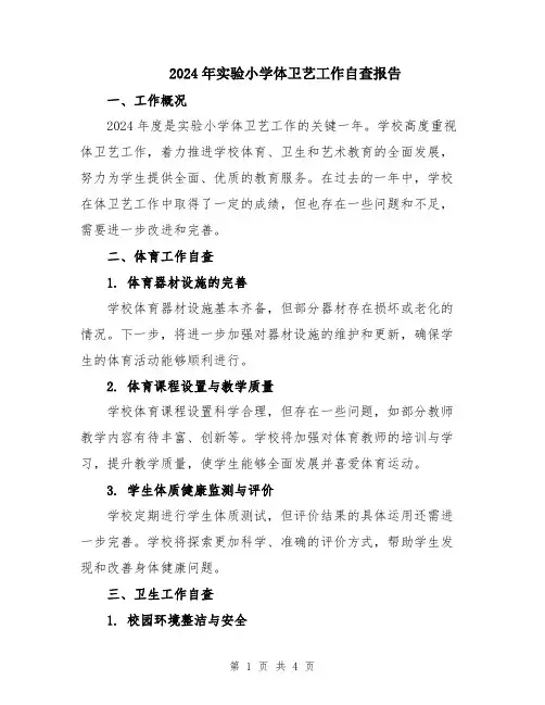 2024年实验小学体卫艺工作自查报告