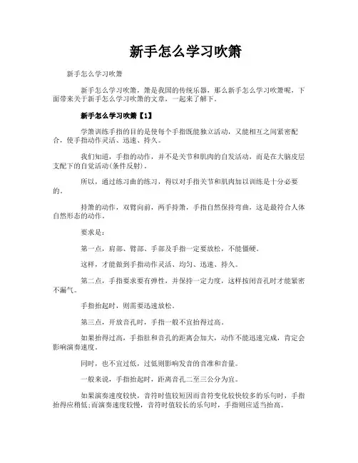 新手怎么学习吹箫