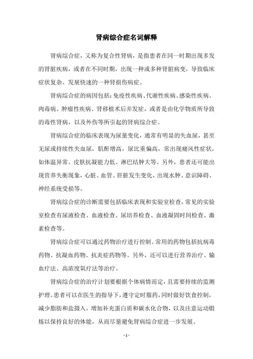 肾病综合症名词解释