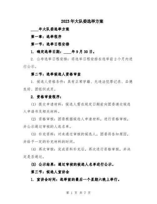 2023年大队委选举方案
