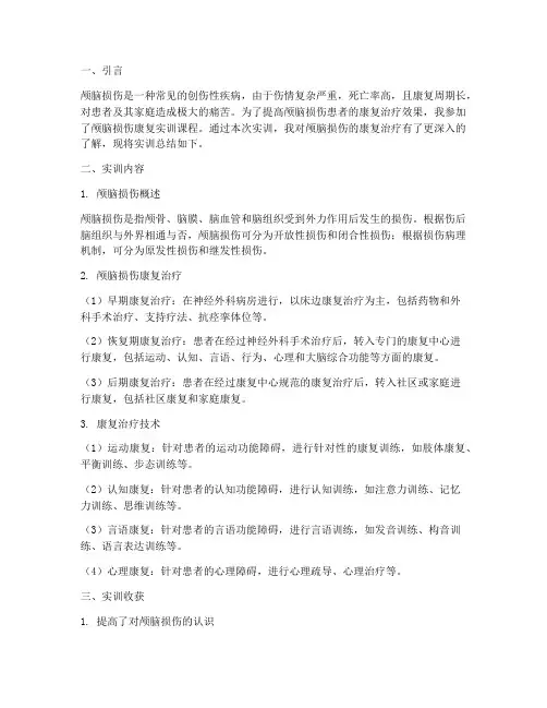 颅脑损伤康复实训总结报告