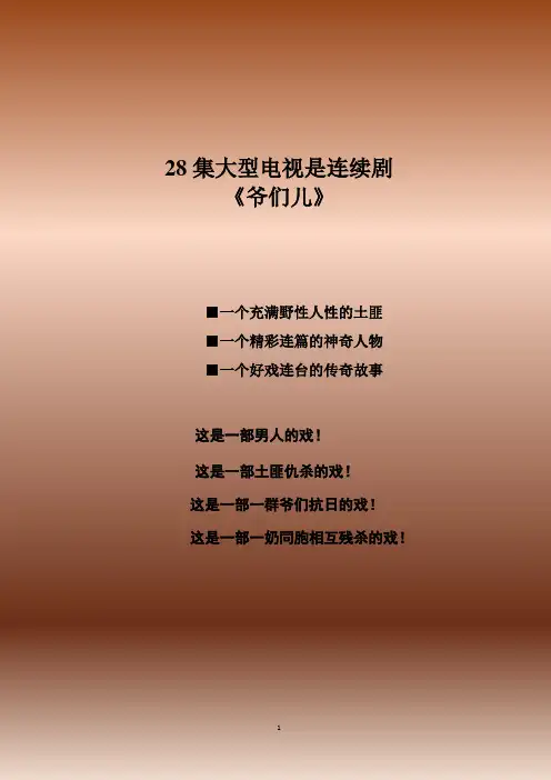 28集大型电视剧《爷们儿》市场可行性报告