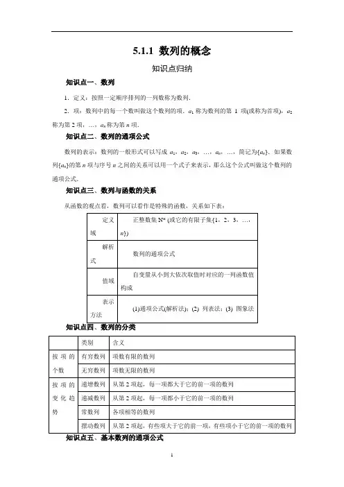 5.1.1 数列的概念(学案)-2020-2021学年高中数学同步备课学案