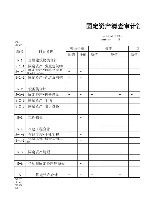 固定资产清查审计汇总表-模板
