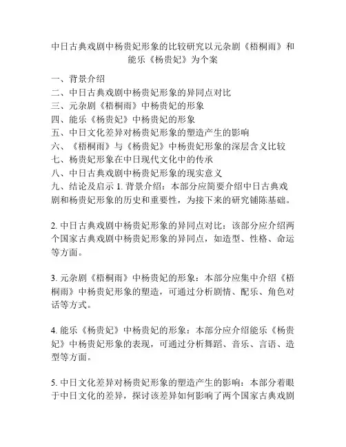 中日古典戏剧中杨贵妃形象的比较研究以元杂剧《梧桐雨》和能乐《杨贵妃》为个案