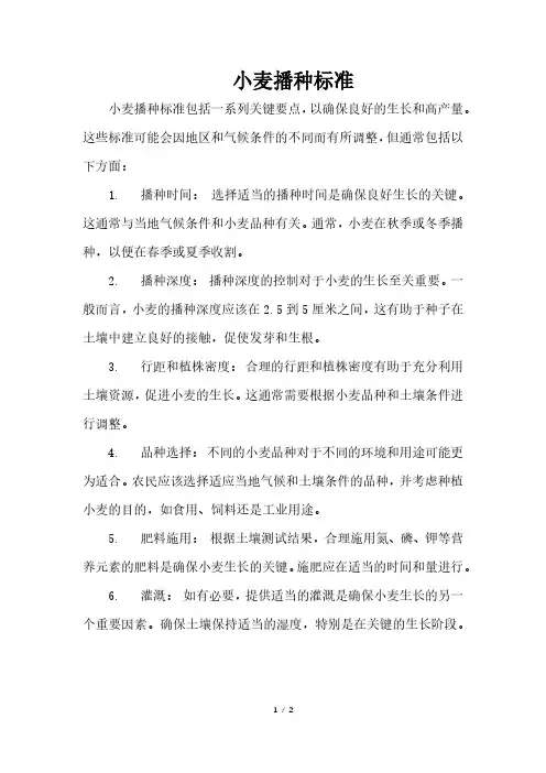 小麦播种标准