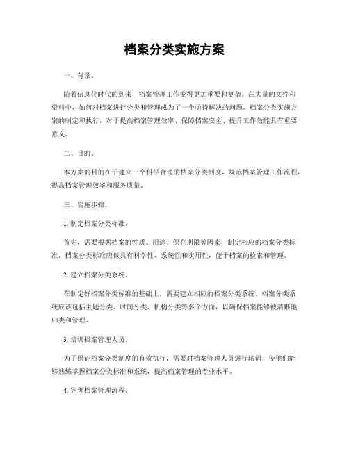 档案分类实施方案