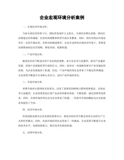企业宏观环境分析案例