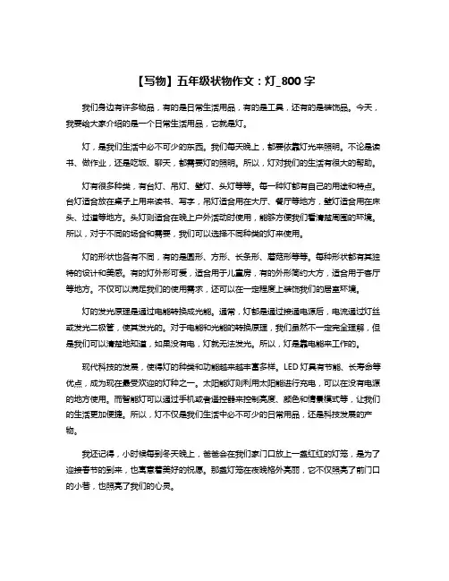 【写物】五年级状物作文：灯_800字