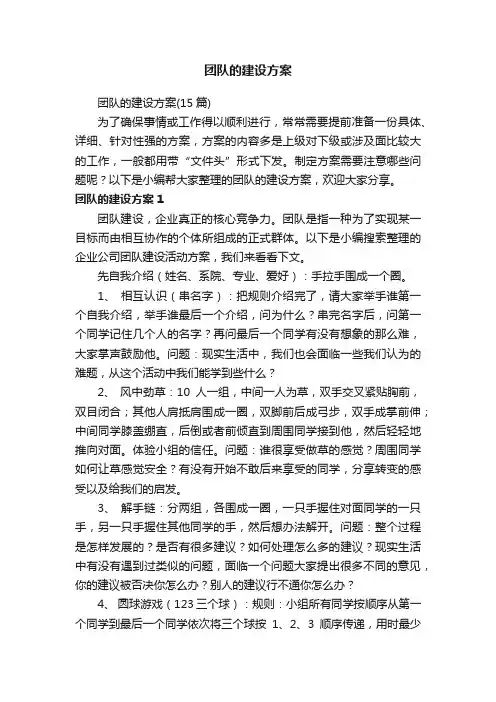 团队的建设方案（15篇）