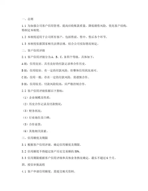 客户信用管理制度模板