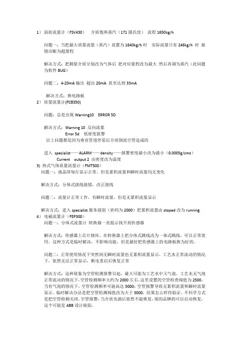ABB流量计简单故障排除